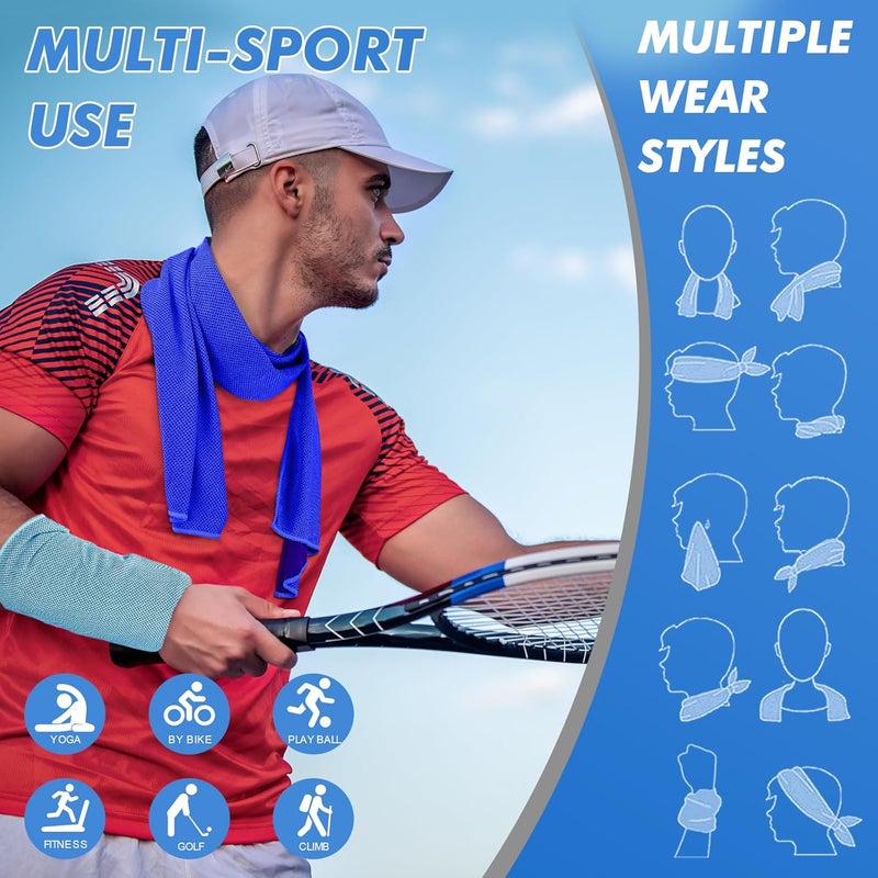 CASITE 4 Pack Cooling Towels (47"x12") for Neck and Face, Ice Towel for Hot Weather, Soft Breathable Chilly Gym Towels, Microfiber Towel for Work Out, Yoga, Running, Camping & More Activities - Image 3